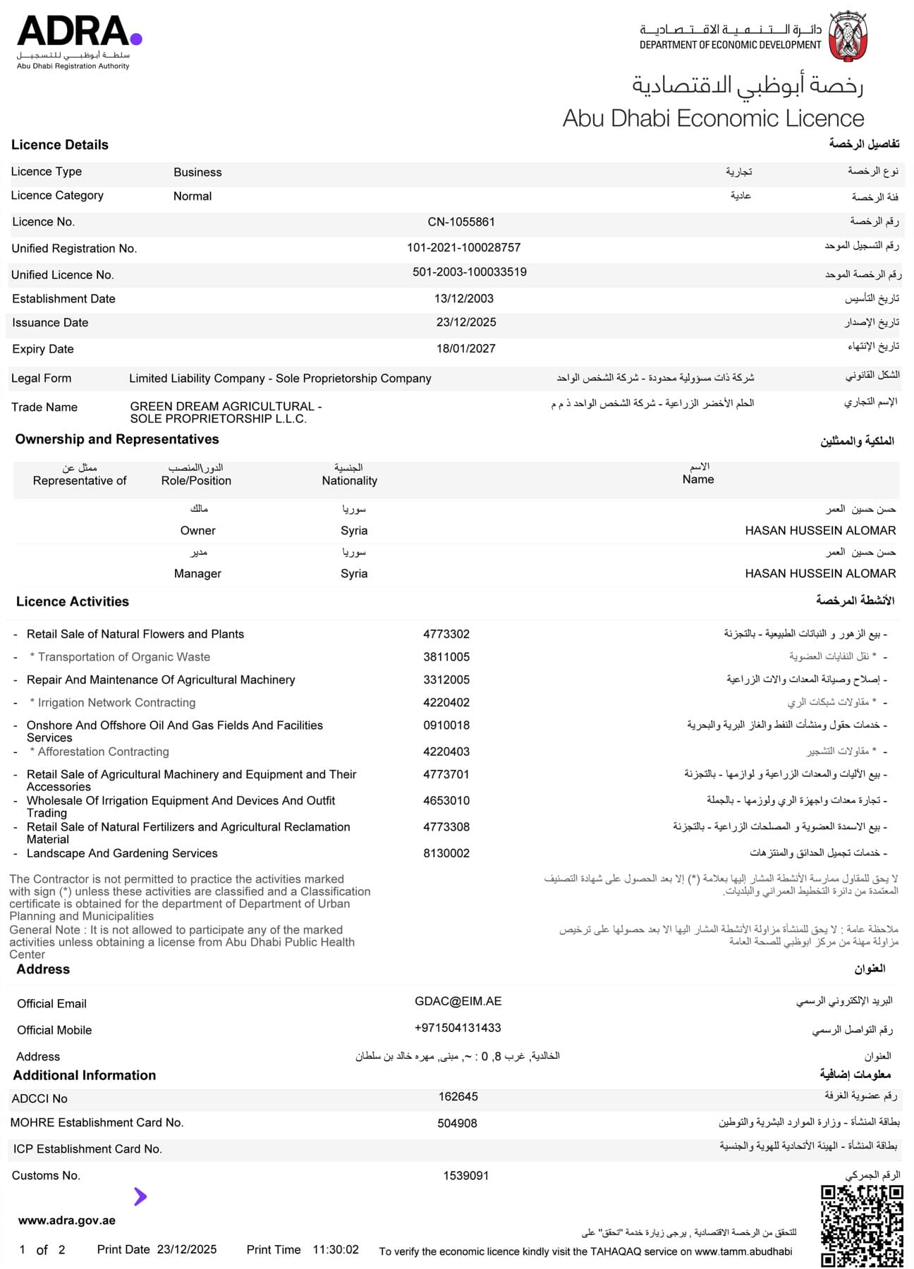 Trade Licence